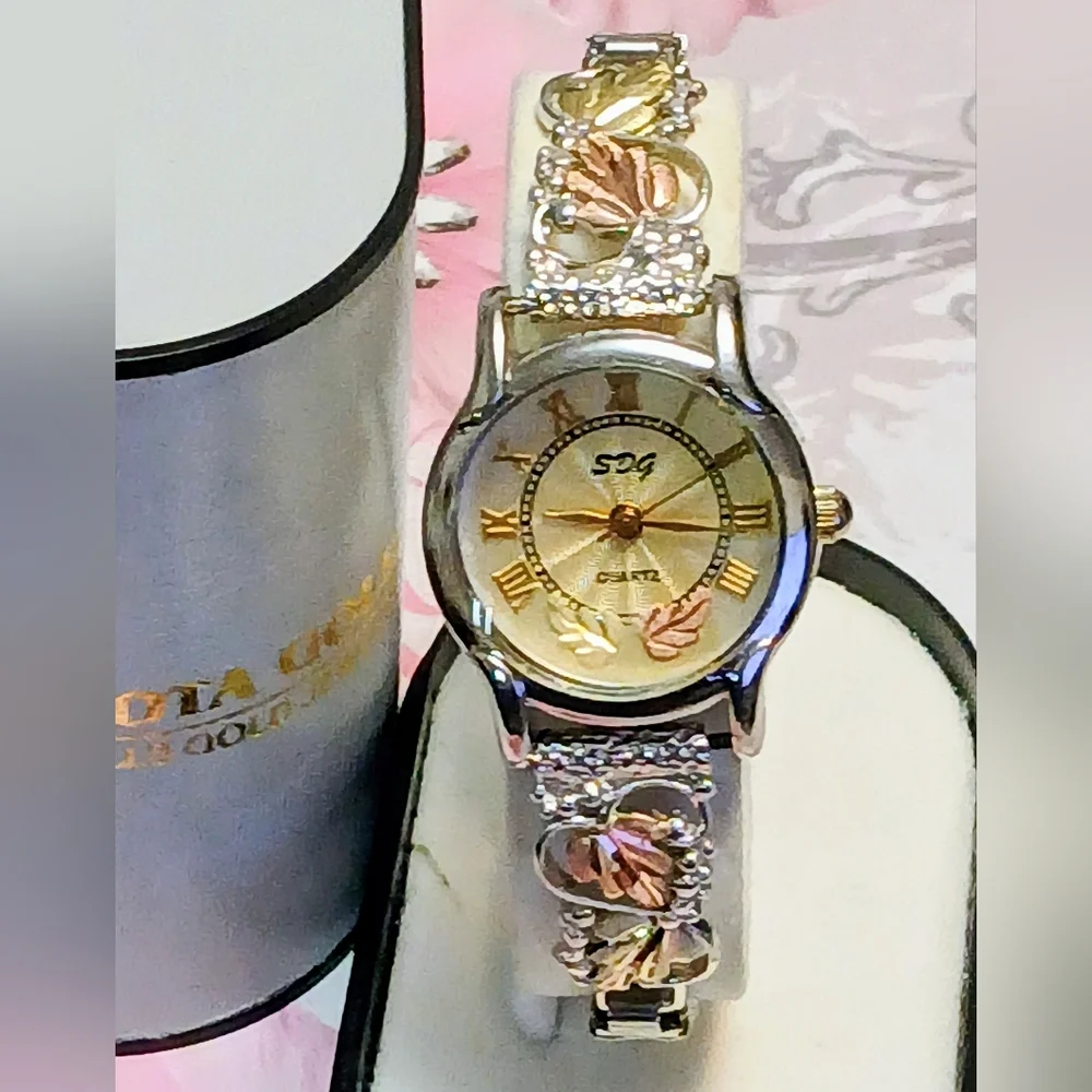 SDG Black Hills Gold Leaves Watch-Solid Silver Tips Large Gold Leaves+Expansion - Picture 4 of 6